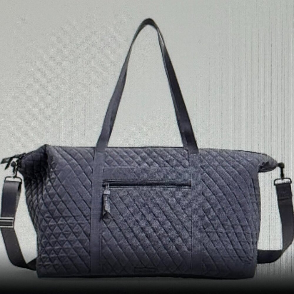 Vera Bradley Deluxe Travel Tote Bag  Microfiber in Carbon Gray New with Tags